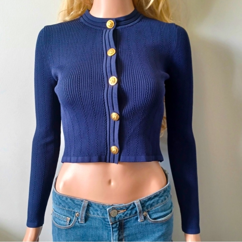 Navy Zara Cardigan with gold buttons